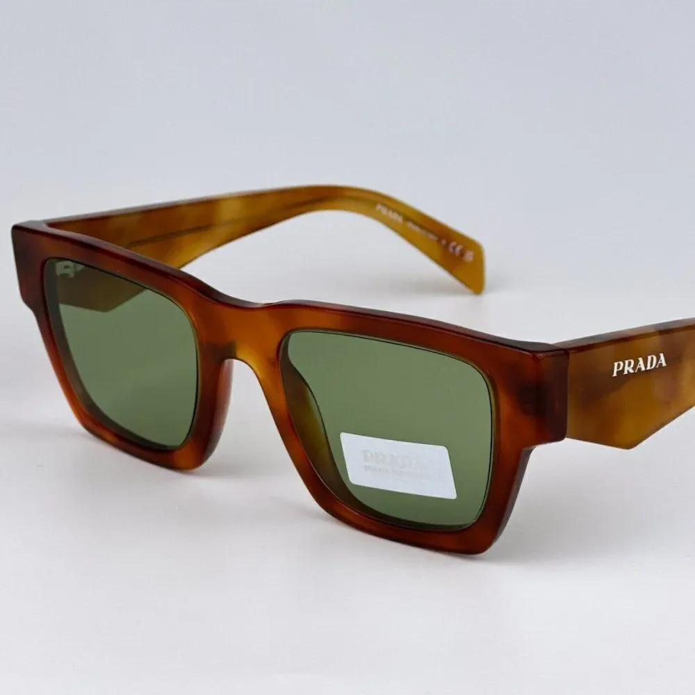 NEW Prada PRA06S 11P60C Cognac Tortoise Green Square Unisex Sunglasses PR A06S